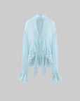 ROVENTE Sheer Ruffle Tie Blouse