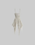 DOINDULGE Square Neck Lace Panel Asymmetric Cami Dress