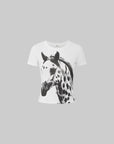 IAMXIAA Vintage Horse Graphic Fitted Baby Tee