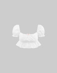 DreamyNerd Bow Detail Puff Sleeve Crop Top