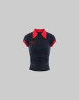 Rase le sol Polo Collar Short-Sleeve Top - PINKPARKS