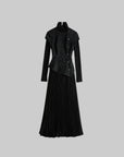 DOINDULGE Deconstructed High-Neck Pleated Dress
