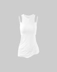 WARDEN EDGE Cutout Layered Tank Top with Asymmetric Hem