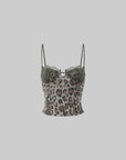 ROVENTE Leopard Lace Corset Cami - PINKPARKS