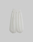 DOINDULGE Low-Rise Sheer Gathered Wide-Leg Pants
