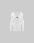 ROVENTE Scoop Neck Long Sleeve Tee & Lace Bra Set