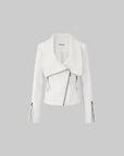 IAMXIAA Veste biker ajustée avec col en maille et zip asymétrique