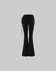 Rase le sol Asymmetric Draped Pin-Detail Flared Pants