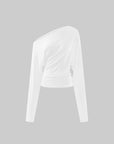 ROVENTE One Shoulder Cut-Out Top Long Sleeve Slim Fit Minimalist Tee