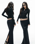 IAMXIAA Layered Low-Rise Mermaid Maxi Skirt