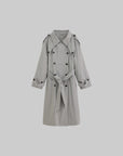 ROVENTE Structured Matte Trench Coat in Mist Grey - PINKPARKS