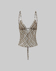 ROVENTE Plaid Sheer Cami Top and Flowy Midi Skirt Matching Set - PINKPARKS