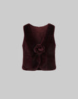 ROVENTE Faux Fur Vest with Detachable Flower