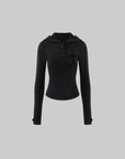 WARDEN EDGE Slim Fit Hooded Long Sleeve Top with Pocket and Metal Eyelet Detail