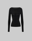 ROVENTE Backless Mesh Panel Long Sleeve Top