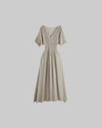 DOINDULGE Ruined Gauze Draped Maxi Dress Raw Edge Smocked Waist Ritual Dress