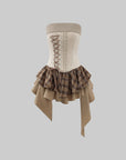 WARDEN EDGE Corset Mini Dress with Plaid Layers - PINKPARKS
