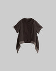 DOINDULGE Raw Edge Button-Front Draped T-Shirt
