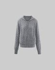 WARDEN EDGE Hooded Cable-Knit Zip Sweater Jacket