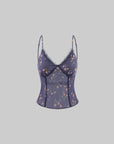 Hydrae Sheer Floral Lace Trim Corset Camisole Top