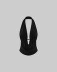 0122stepll Haut halter à décolleté plongeant & Ensemble jupe maxi à taille basse