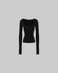 0122stepll Scoop Neck Thumbhole Long Sleeve Top