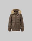 IAMXIAA Faux-Fur Hood Glossy Down Jacket