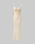 DreamyNerd Butterfly Appliqué Mesh Corset Maxi Dress - PINKPARKS