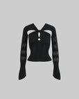 Rase le sol Cut-Out Knit Top with Flared Sleeves - PINKPARKS