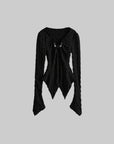 DOINDULGE Textured Ruched Deconstructed Long Sleeve T-Shirt