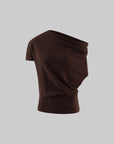 ROVENTE One-Shoulder Draped Fitted Tee
