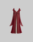 DOINDULGE V-Neck Sheer Layered Maxi Dress