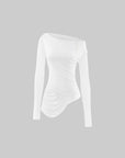 WARDEN EDGE Draped Off-Shoulder Ruched Long Sleeve Top
