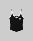 WARDEN EDGE Contrast Binding Tank with Arch Hem and College Lettering - PINKPARKS