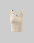 WARDEN EDGE Beige Ribbed Buckle Tank Top - PINKPARKS