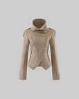 WARDEN EDGE Washed Military High-Neck Tailored Jacket