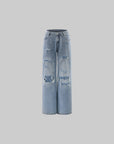 Rase le sol Distressed Washed Wide-Leg Jeans