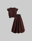 DOINDULGE Corset Waist Bubble Hem Maxi Skirt