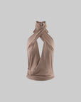 ROVENTE Cross-Neck Draped Halter Top