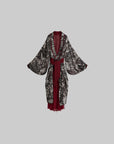 DOINDULGE Butterfly Print Wide Sleeve Maxi Kimono Robe
