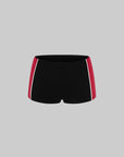 WARDEN EDGE Contrast Trim Fitted Shorts – Red and Black Sporty Micro Bottoms