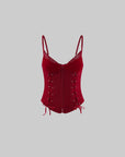 Rase le sol 사이드 레이스업 디테일 벨벳 코르셋 캐미솔