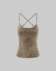 Rase le sol レオパード柄クロスストラップスリムキャミトップ