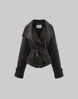0122stepll Washed Suede Belted Biker Jacket