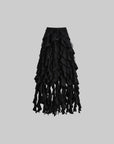DOINDULGE Layered Ruffle Gothic Asymmetric Long Skirt