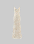 ROVENTE Embellished Lace Maxi Dress with Sequin Detail and Open Back