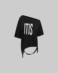 WARDEN EDGE Oversized Asymmetric Graphic T-Shirt