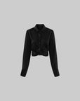 0122stepll Twisted Hem Satin Shirt
