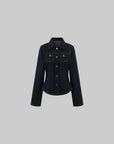 0122stepll Sculpted Denim Jacket & Low-Rise Straight-Leg Jeans Set