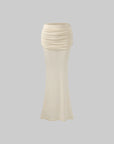 DreamyNerd Draped Hip Hugging Maxi Skirt with Soft Sheen and Flared Hem - PINKPARKS